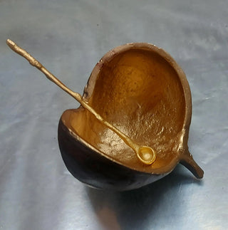 Season and Stir™ Brown And Gold Pod Bowl With One 4" Gold Spoon