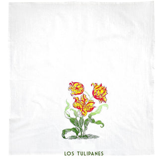 Season and Stir™ Les Tulipes flour sack towel - tulip print: White flour sack towel