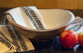 Season and Stir™ Gift Set - Wooden Serving Bowl with 2 Dish Towels