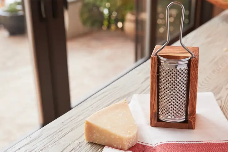 Stainless Steel Parmesan / Cheese Grater SMALL With Box Made of Olive Wood  