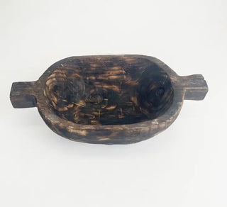 Season and Stir™ Charred Finish Paulownia Wood Oval Bowl with Wood Handles