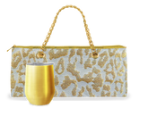 Season and Stir™ Insulated Wine Bag and Tumbler Set - White, Gold and Leopard