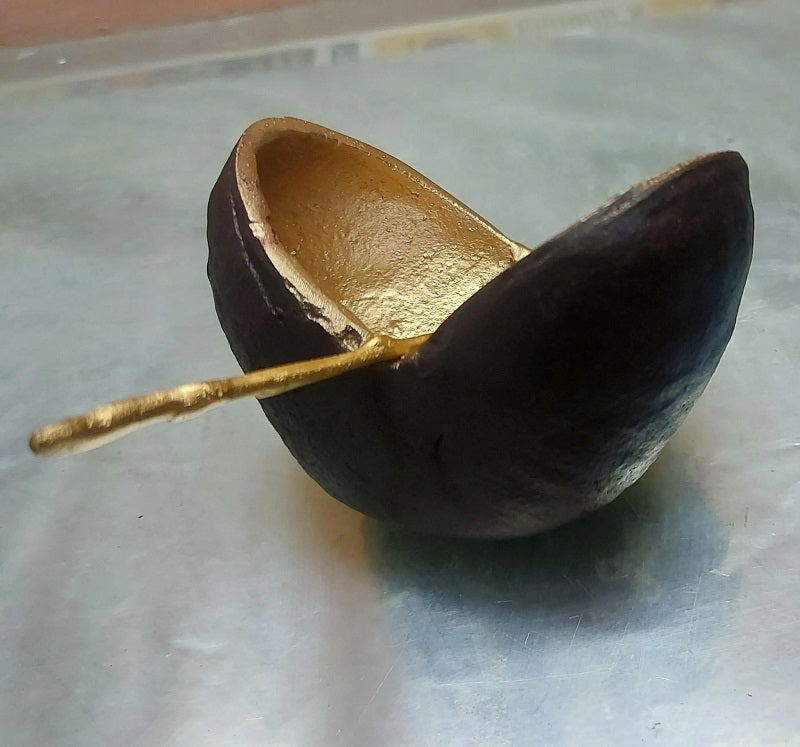 Season and Stir™ Brown And Gold Pod Bowl With One 4" Gold Spoon