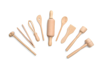 Season and Stir™ Children's 9Pc Wood Set for cooking