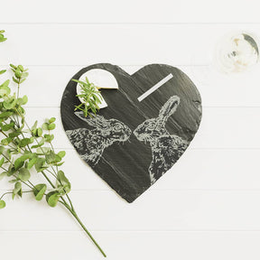 Season and Stir™ Kissing Hare Heart Slate Cheese Board with Chalk Pencil