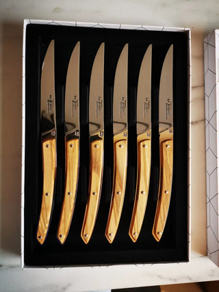 Season and Stir™ Set of 6 Thiers olive wood steak knives