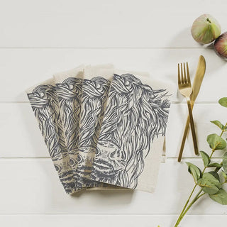 Season and Stir™ 4 Highland Cow Linen or Pheasant Napkins woven in Scotland