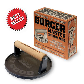 Season and Stir™ -BURGER MASTER - cast iron weight for making "smash burgers"