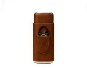 Season and Stir™ Luxury Leather Cigar Travel Case With Cutter