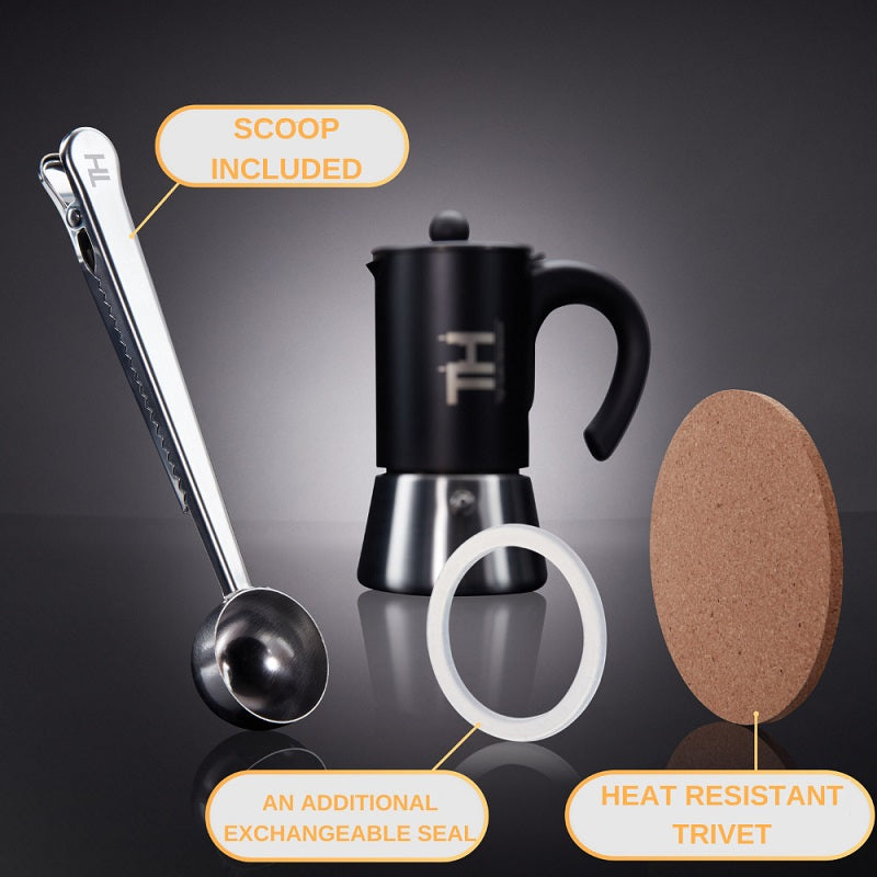 Season and Stir™ Thiru Espresso Maker Stainless Steel | Moka Pot | Espresso Maker