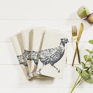 Season and Stir™ 4 Highland Cow Linen or Pheasant Napkins woven in Scotland