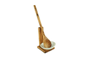 Season and Stir™ Olive wood cooking spoon stand with cooking spoon