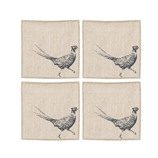 Season and Stir™ 4 Highland Cow Linen or Pheasant Napkins woven in Scotland