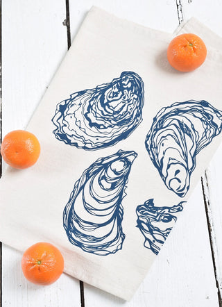 Season and Stir™ Oyster Tea Towel in Navy Blue or Lobster in Red