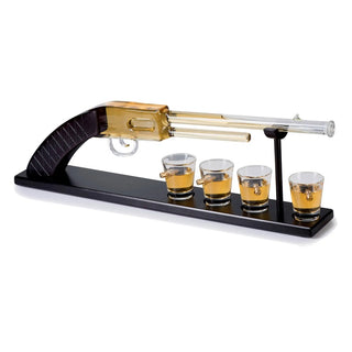 Season and Stir™ Whiskey Gun Decanter & Bullet Shot Glasses Gift Set on Tray