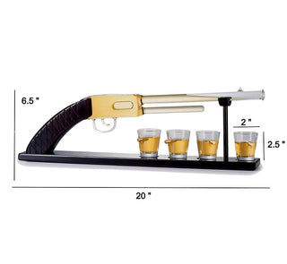 Season and Stir™ Whiskey Gun Decanter & Bullet Shot Glasses Gift Set on Tray